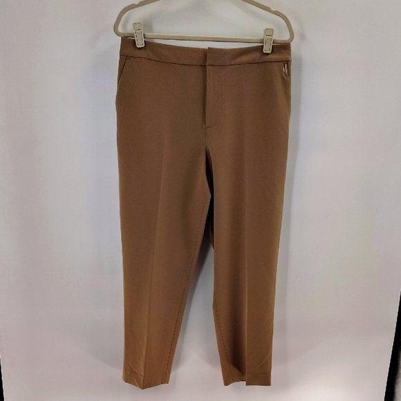 Tommy Hilfiger Tan Dress Pants Size 14 Elastic Back Waist Stretch Crop Ankle - Picture 1 of 10